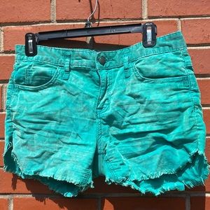 Free People Green Corduroy Cut-off Shorts, Size 29